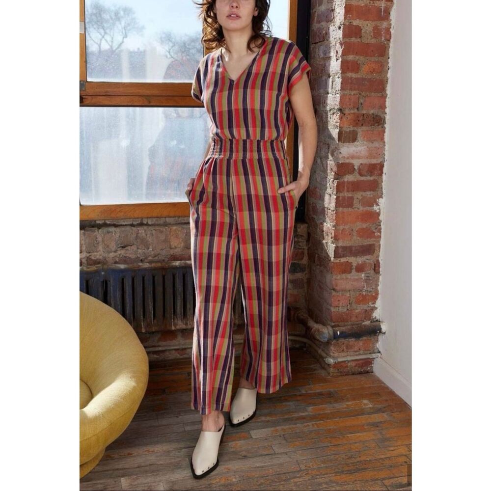 Rujuta Sheth Marie Cinch Waist Jumpsuit - Citrus Chex - size Small